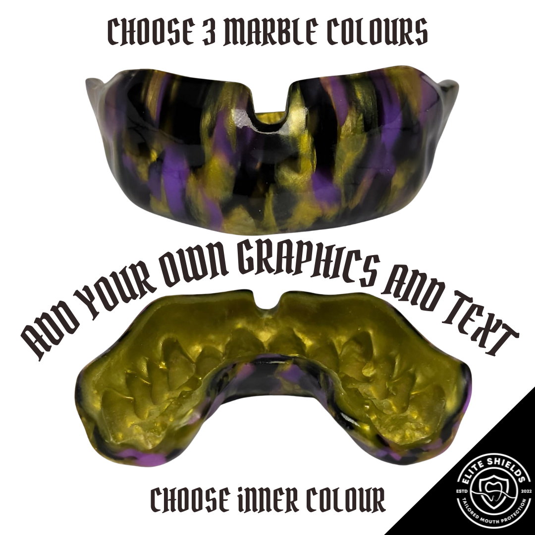 Custom Fit Gumshield (with design) | Choose marble colours (3) inner colour - text and images