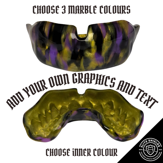 Custom Fit Gumshield (with design) | Choose marble colours (3) inner colour - text and images